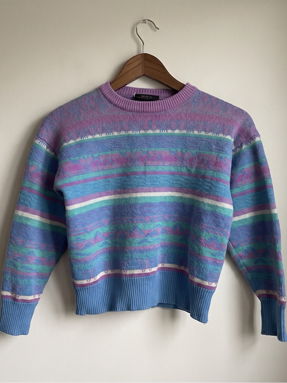 vintage demetre pure virgin wool pastel fairy kei ski sweater